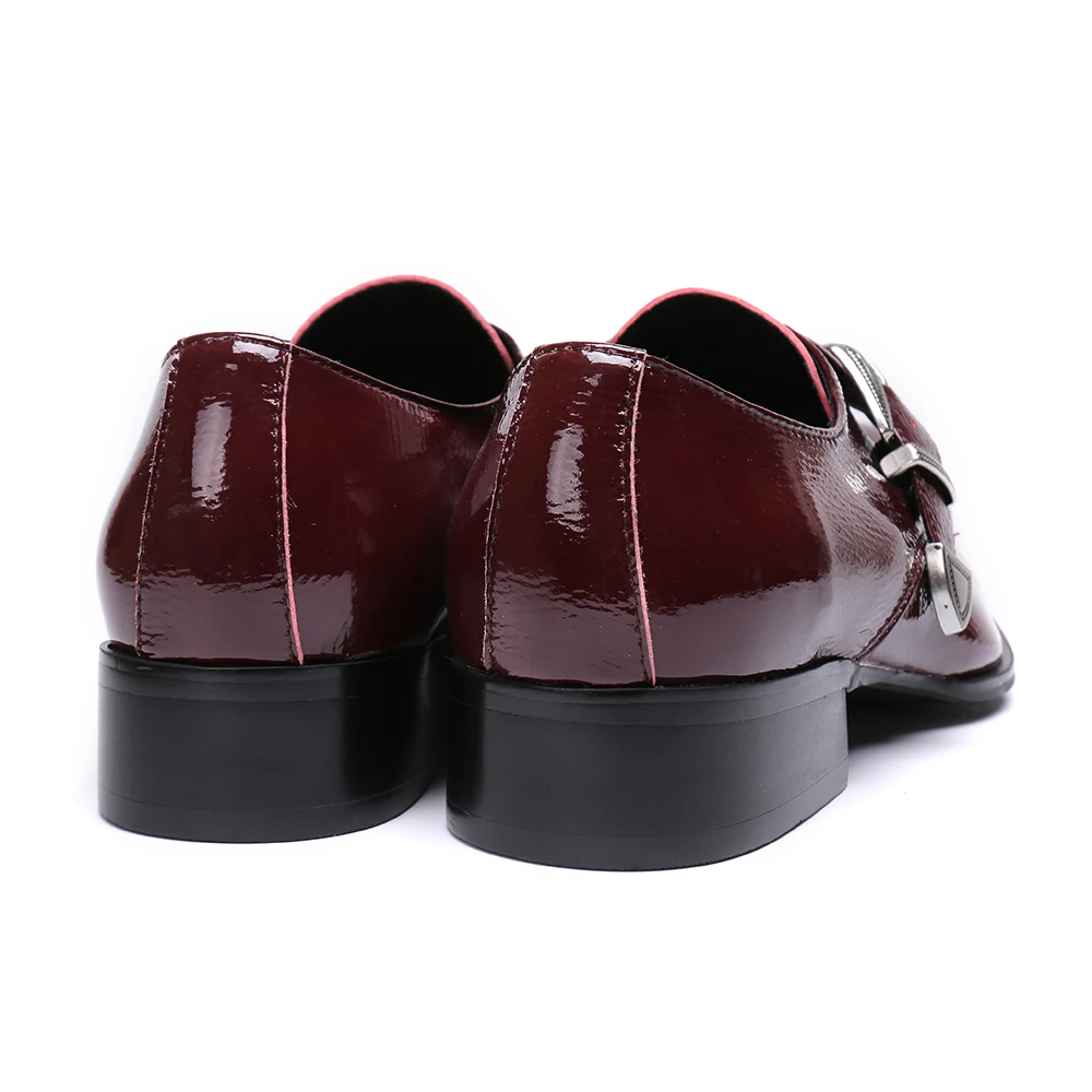

Christia Bella New Fashion Solid Patent Leather Men Office Shoes Plus Size Buckle Strap Square Toe Formal Party Dress Shoes