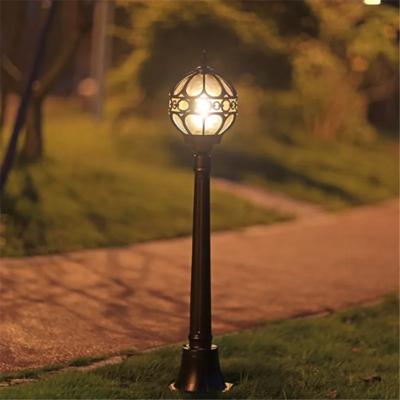 Винтажный уличный садовый светильник s ретро с круглой опорой для улицы двора