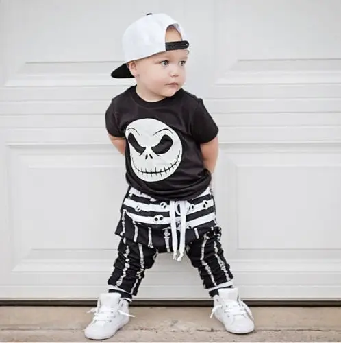 Baby Boy Print T-shirt Tops Long Pants Clothes Set Casual Infant Boys + Harem Outfit |