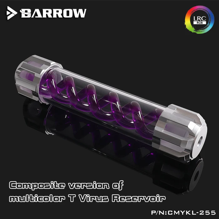 

Barrow CMYKL-255, Composite Type Virus-T Reservoirs, Aluminum Alloy Cover + Acrylic Body, Multiple Color Spiral, 255mm