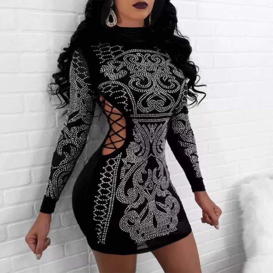 DressBird женское платье осень-зима с длинным рукавом Бандажное облегающее Vestidos
