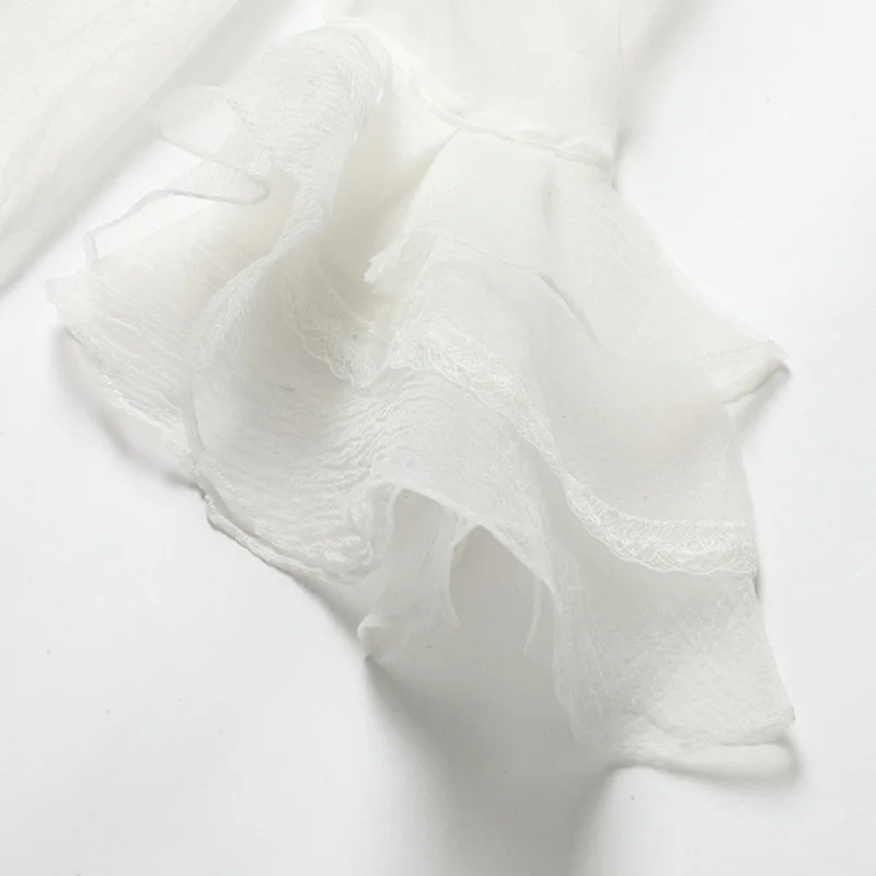 2018 осенние туфли с бантиком точки зрения блузка из тонкой сетки органзы белого