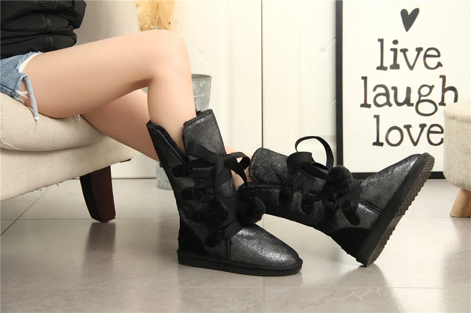 HABUCKN классические женские зимние ботинки кожа зимняя обувь ботинки bota feminina botas mujer zapatos Для женщин водонепроницаемые зимние ботинки