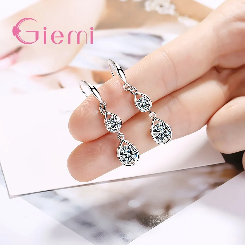 Luxury Temperament 925 Sterling Silver Drop Water Earring For Women Cubic Zircon Dangler Femal Tassel Eardrop Earrings Jewelry | Украшения