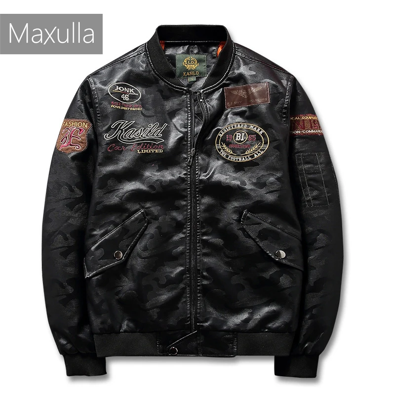 Maxulla весенняя куртка из искусственной кожи MA1 мужская повседневная Мужская