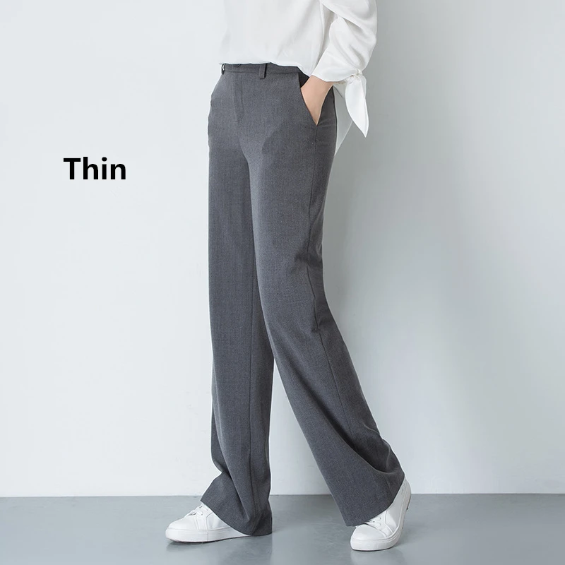 Женские повседневные брюки с высокой талией черные и серые деловые прямые