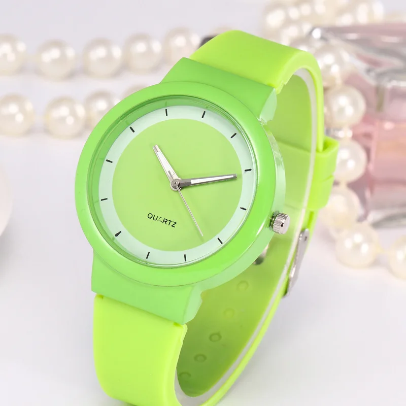 Light Green Новая мода желе детские часы милые студенческие девушки резиновый ремешок наручные часы для мальчиков часы Relogio Masculino Saat дропшиппинг - Цвет: Light Green