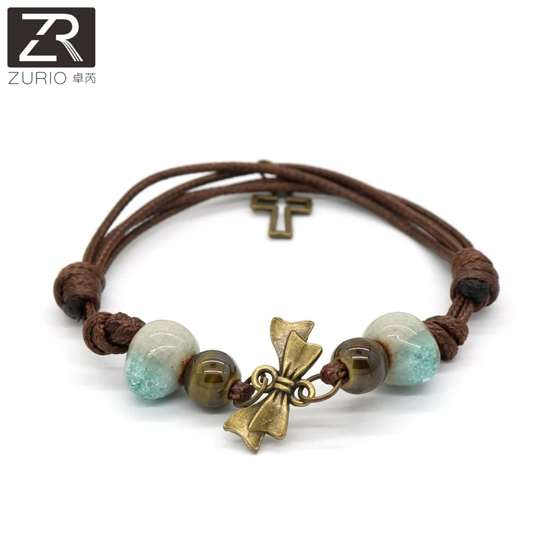 Zurio 4 цвета винтажные керамические браслеты с крестом галстук-бабочка стиль