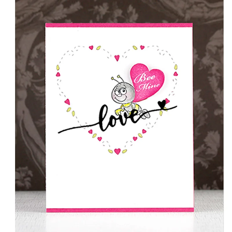 2019 новый прозрачный силиконовый штамп/уплотнения в форме сердца пчелы шахты для