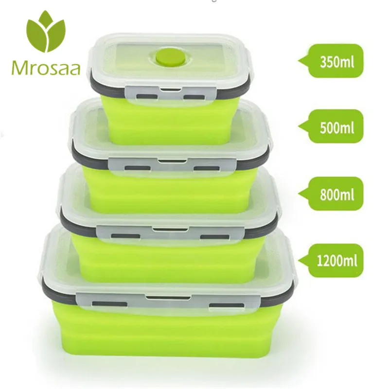 Mrosaa Силиконовый складной Ланч-бокс Bento складной Портативный Ланч-бокс столовая посуда еда контейнер для кухни