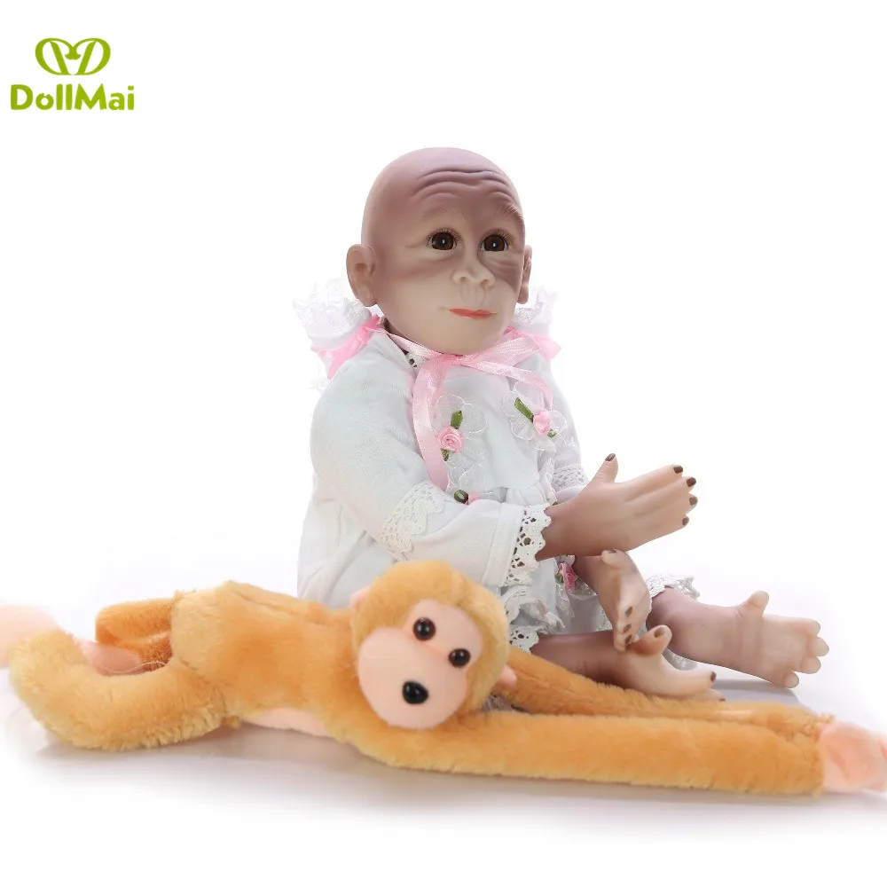 Детские куклы игрушки обезьяны Реборн ткань тело силикон 46 см мягкие