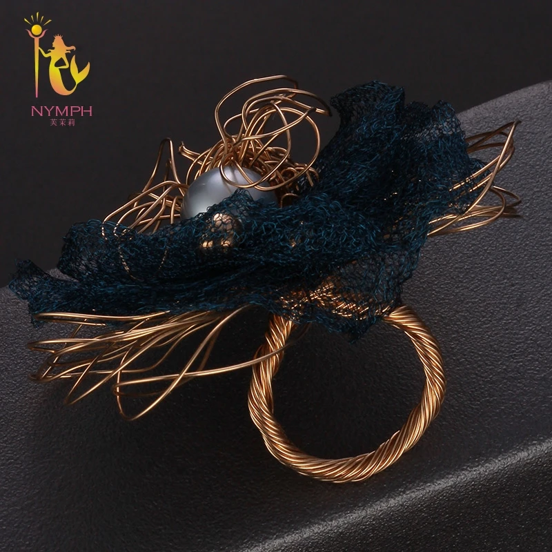 Роскошные свадебные браслеты NYMPH кольцо с большой жемчужиной для женщин