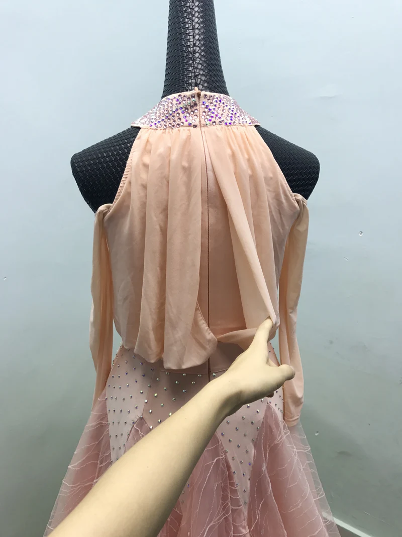 costume ballroom dance competition dresses women girl standard wettbewerb long sleeve dress High Quality Cheap Stage Dress