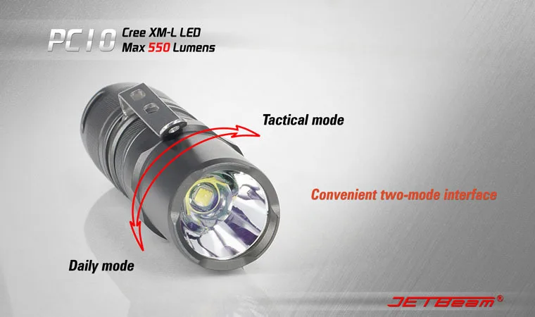JETBEAM PC10 Cree XM-L T6 светодиодный фонарик 550 люмен Повседневный EDC фонарь, совместимый с батареей CR123
