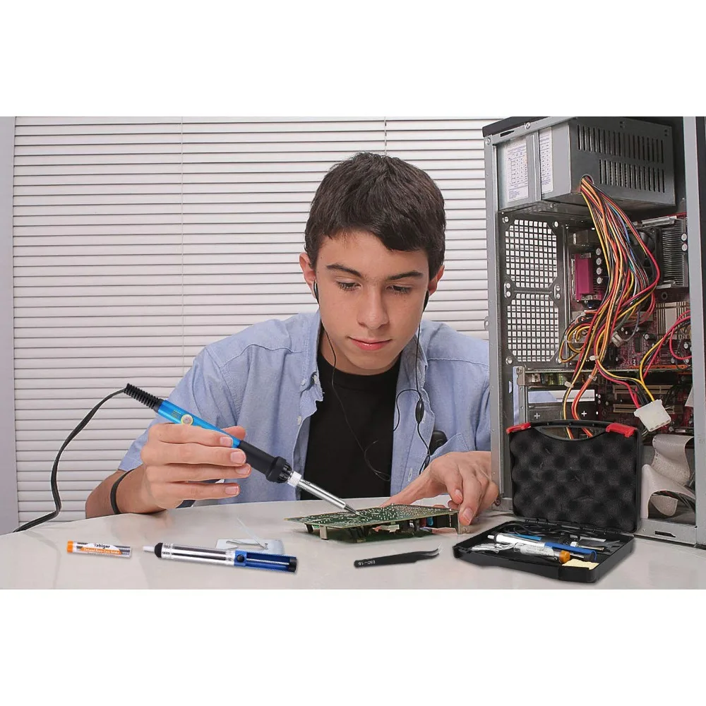 Thsinde Soldering Iron Kit 60W 110V-Adjustable Temperature Welding with Tool Carry Case | Инструменты