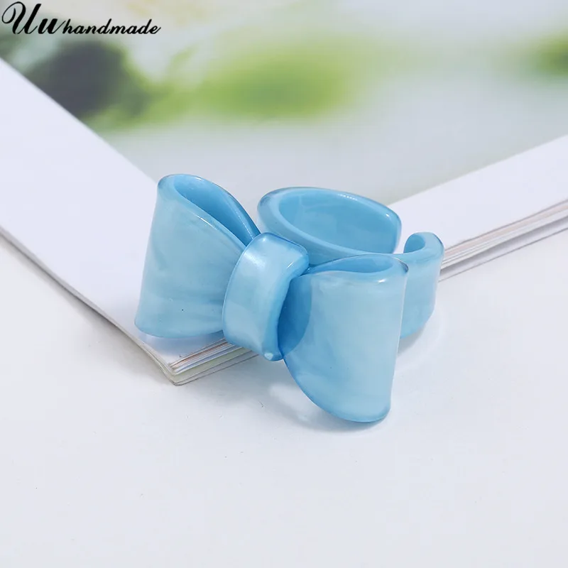Цветные акриловые кольца с милым бантом для женщин Anillos mujer Bague femme Готические