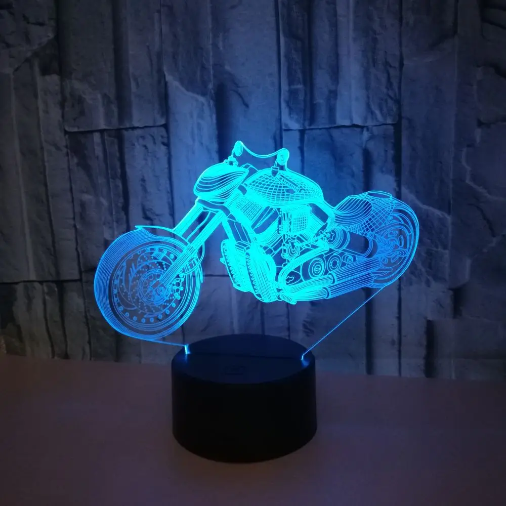 Креативная новая мотоциклетная настольная лампа 3d с сенсорным экраном 7 цветов