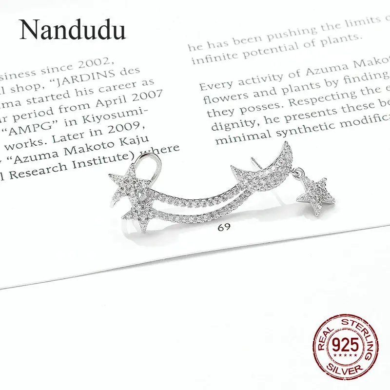 Nandudu 100% 925 пробы серебряные серьги-клипсы высокого уровня кубический циркон