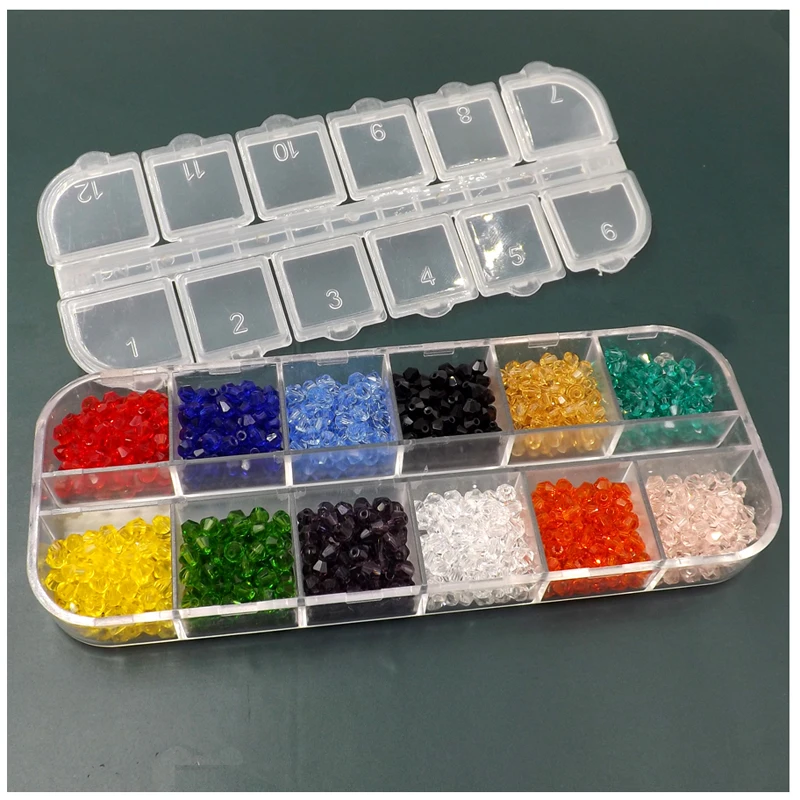 Juego de cuentas de cristal bicono 1200 de Austria, cuentas espaciadoras sueltas para fabricación de joyas DIY, 3mm, 5301 Uds./12 colores