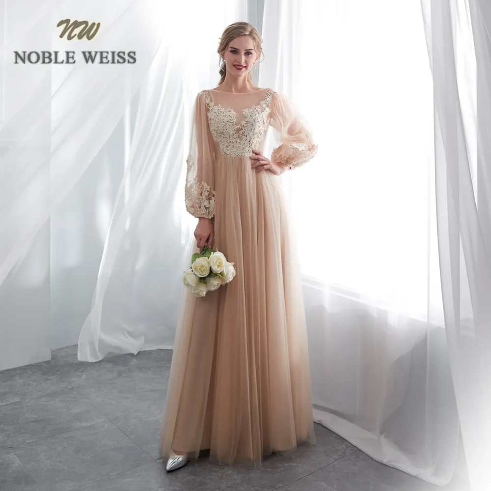 Платья для выпускного вечера 2019 с длинными рукавами vestidos de festa appliques Тюль цвет