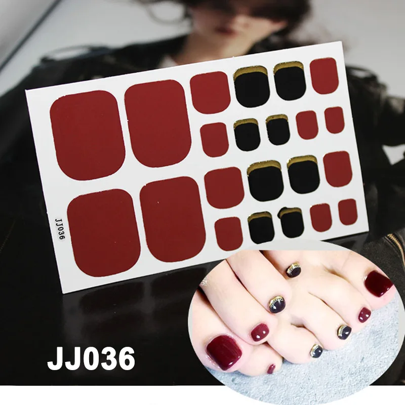 

High Quality 14 Pcs/Sheet Water-proof Full Toe Nail Stickers 3D DIY Nail Art Decoration