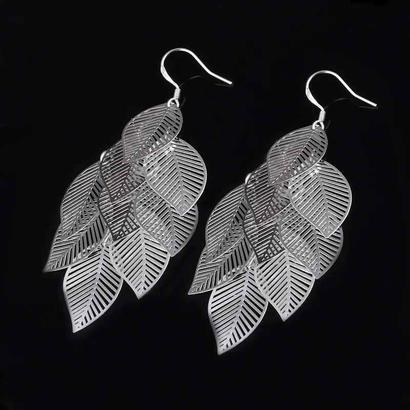 Серьги женские серебряные с листьями на подарок | Украшения и аксессуары