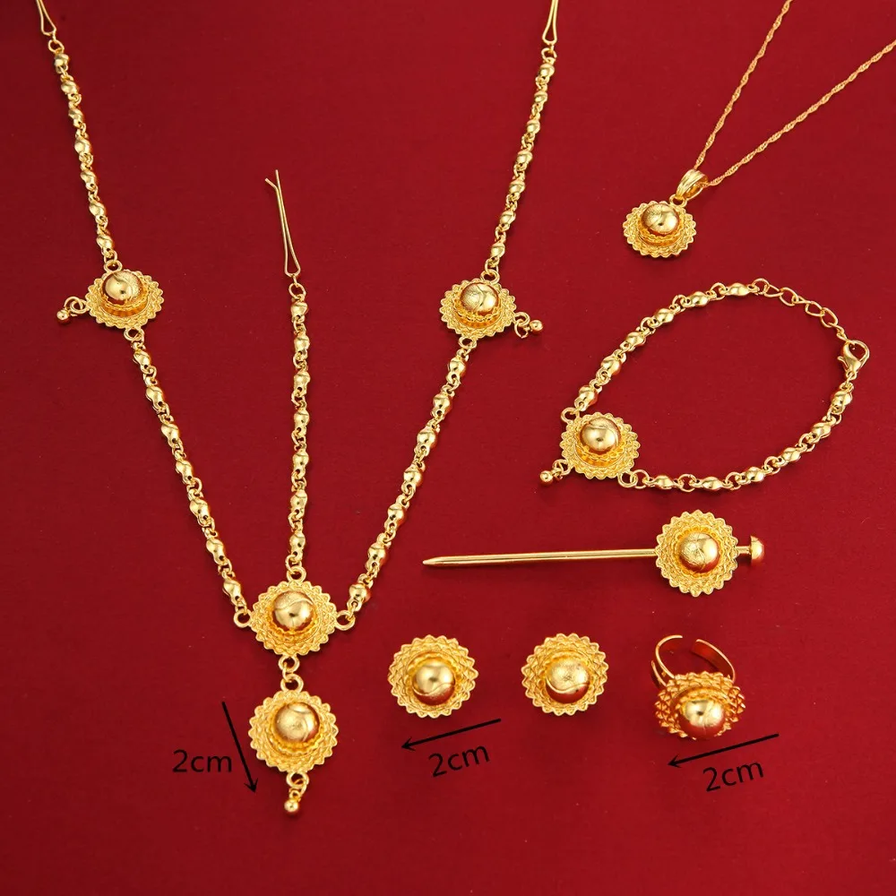 Комплект из колье и серёг золотистого цвета 24 к | Украшения аксессуары