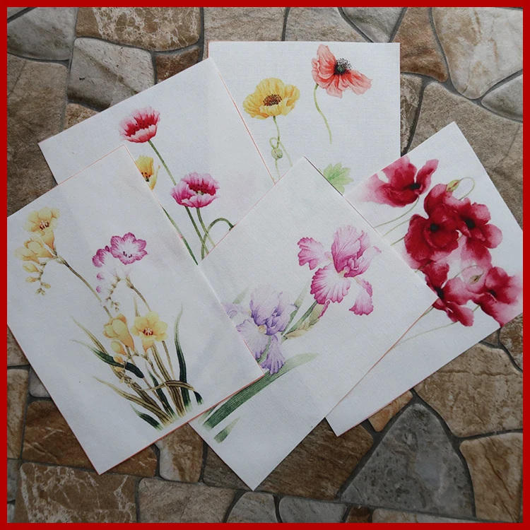 

10pcs/lot Handmade Cloth Dyeing Polyester Cotton DIY Patchwork Watercolor Flowers Canvas Digital Printing Decora Plain