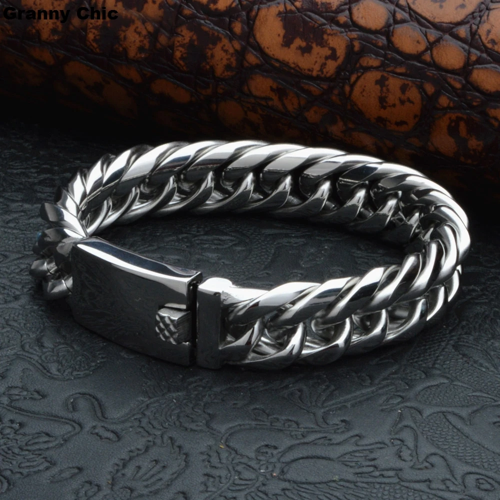 Браслет Granny Chic мужской из серебристой нержавеющей стали изящная цепь панцирного