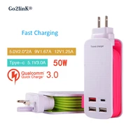 fast charge qc 3 0 usb wall charger 50w 4 ports usb hub station wall fast charger power adapter 1m strip for smart phone tablet
