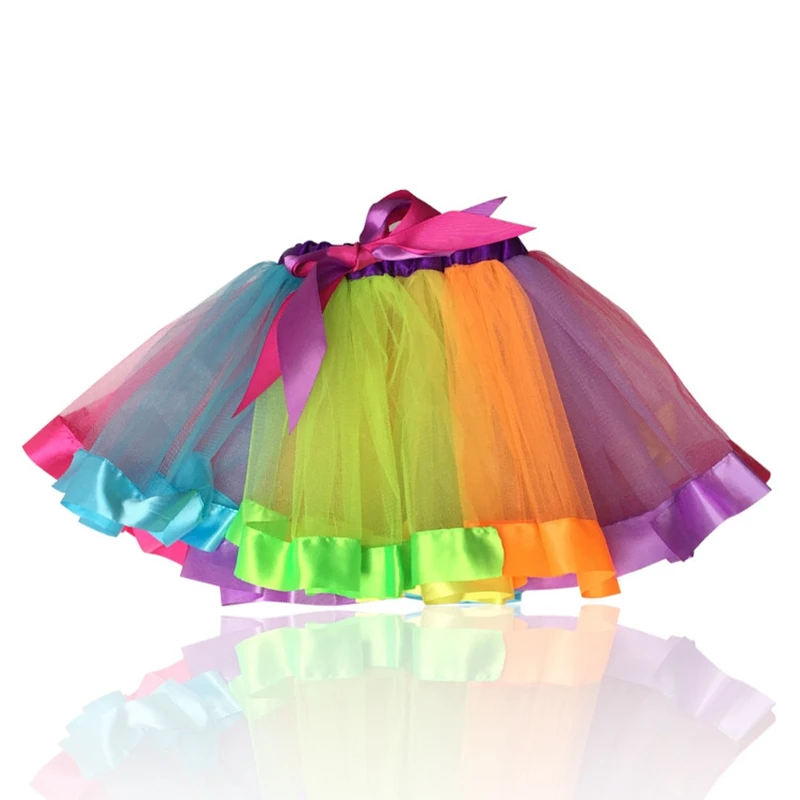 Для маленьких девочек радужные юбки-пачка принцессы мини Pettiskirt вечерние
