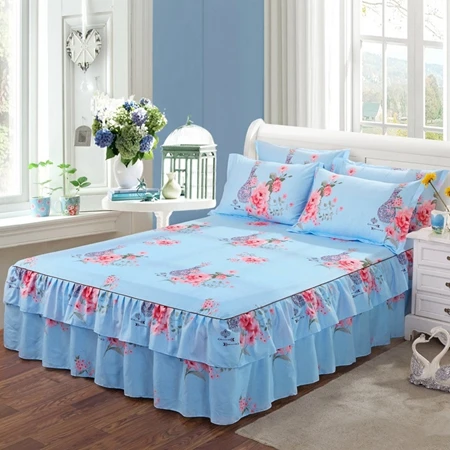 Bed skirt14 Высокое качество кровать юбка роскошный Европейский цветочный принт простыня Удобная простыня King queen размер покрывало матрас - Цвет: Bed skirt14