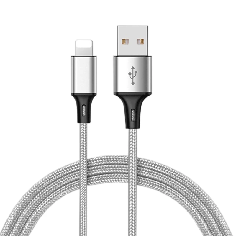 50 см 1 м 2 м 3 м данных USB зарядное устройство кабель для iPhone 6 s 6s 7 8 плюс Xs Max XR X 10 5S iPad нейлон быстрой зарядки происхождения длинный провод шнур - Цвет: Серебристый