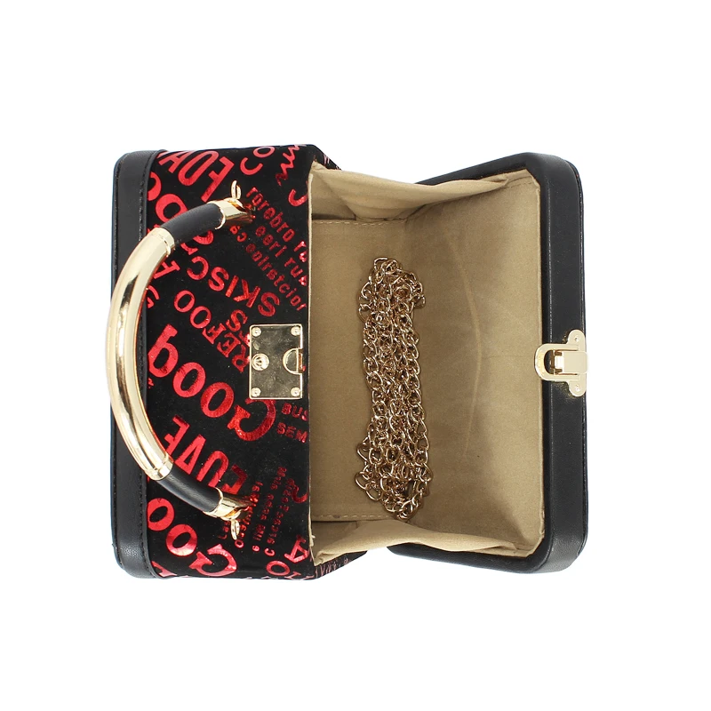 2018 New Design Women's Fashion Letter Pattern Totes PU Small Box Handbags Black Shoulder Cross body Clutches(C1747) | Багаж и сумки