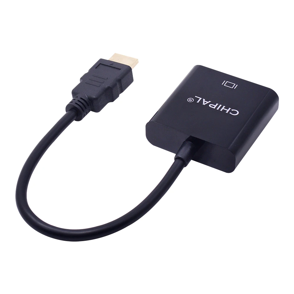 Черный Чипсет CHIPAL 1080P для HDMI-VGA конвертера HDMI2VGA Кабель-адаптер для ПК, компьютера, настольного компьютера, ноутбука, планшета, для полного HDTV монитора - Цвет: Черный