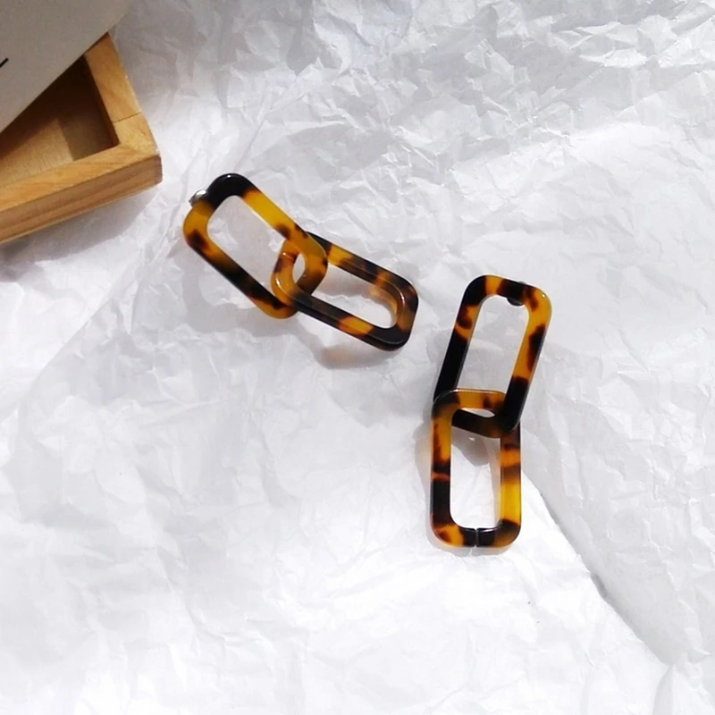 New Tortoise Resin Rectangle Link Sweet Earring | Украшения и аксессуары