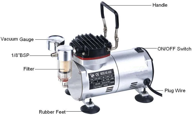MS18-1 50 Гц 220V AC 20-23L/мин 1/6HP небольшой Электрический вакуумный насос airbrhsh компрессор