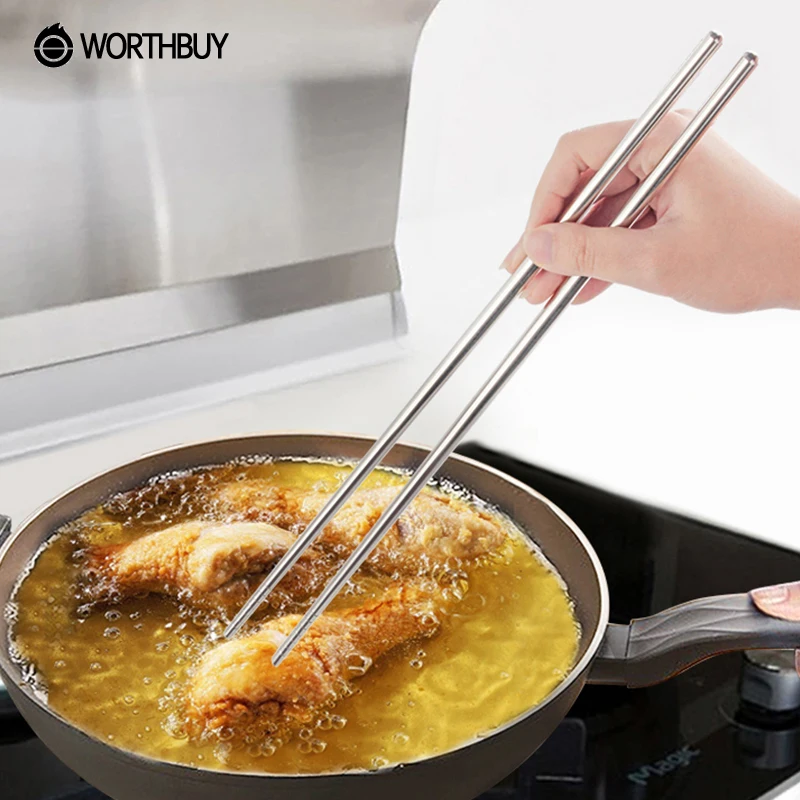 WORTHBUY китайские 304 палочки для еды из нержавеющей стали жарки многоразовые