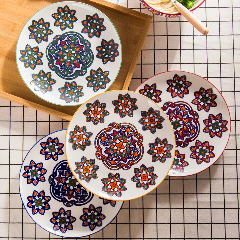 Керамические обеденные тарелки Круглые 8 дюймов под глазурованными тарелками