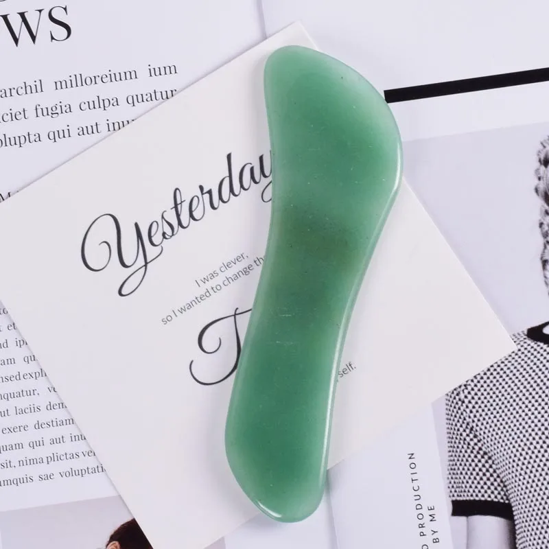 Массажный инструмент Gua Sha, натуральный камень авантюрин, китайский традиционный спа для лица, иглоукалывание, выскабливание, лечебный набор для ухода за здоровьем - Цвет: 1 piece