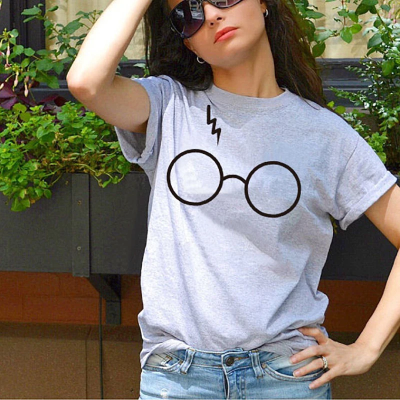 2017 New Womens Lightning Glasses Printed T-shirt Tees Harajuku Tshirt Plus Big Size | Женская одежда