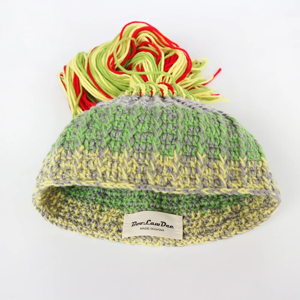 BooLawDee зимняя детская вязаная шапочка с ямайским париком шапка ручной работы