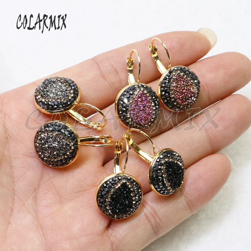 10 пар druzy серьги крюк серьги в форме капли имитация druzy опт ювелирные изделия драгоценные камни ювелирные изделия для женщин 7017