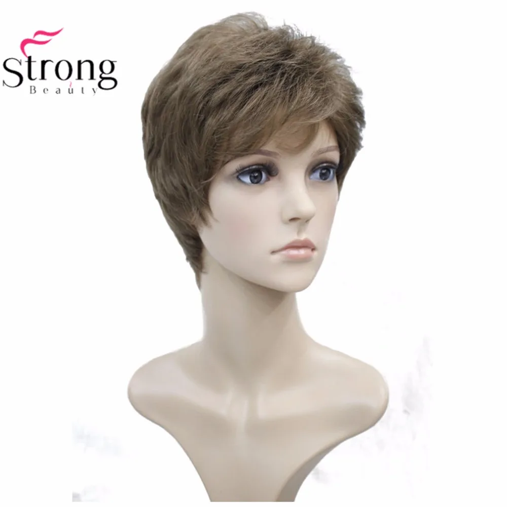 StrongBeauty женский синтетический парик черный/Блонд короткие прямые волосы натуральные парики