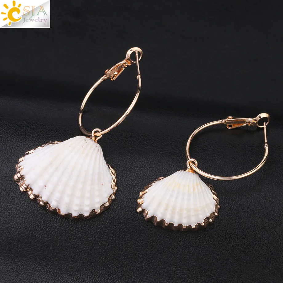 Женские Висячие серьги CSJA золотистые белые летние пляжные богемные ювелирные