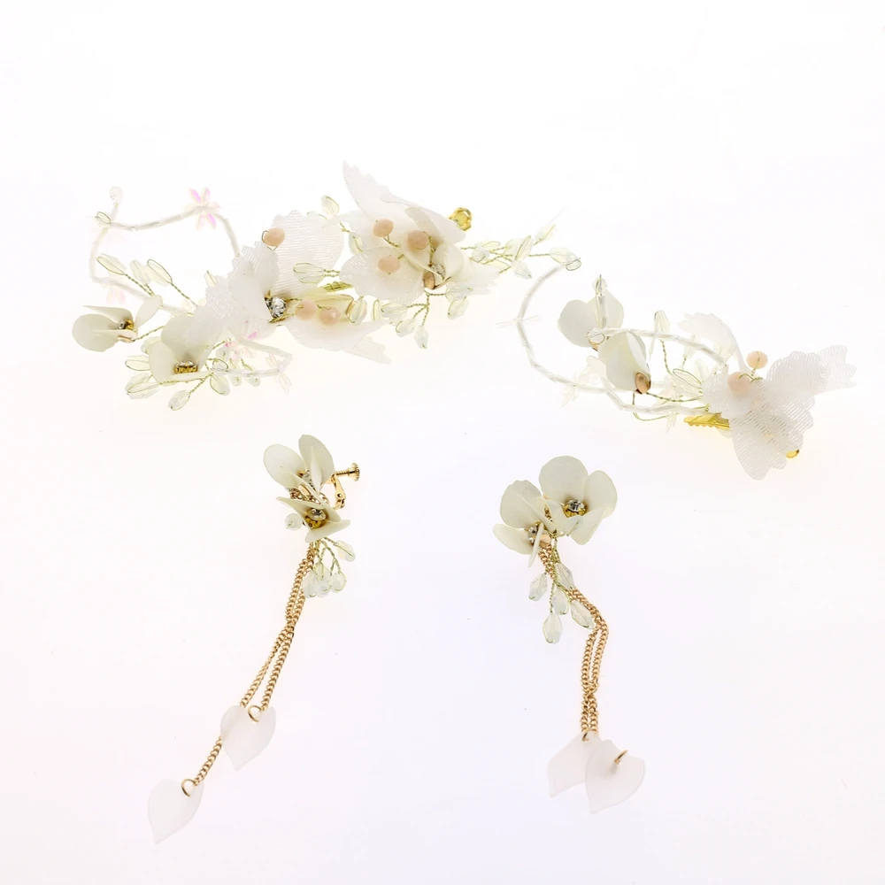 Искусственная цветочная ткань заколки для волос женские модные длинные