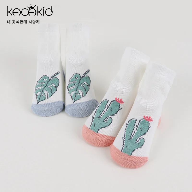 

Носки детские хлопковые нескользящие с листьями и КАКТУСОМ, ka1238