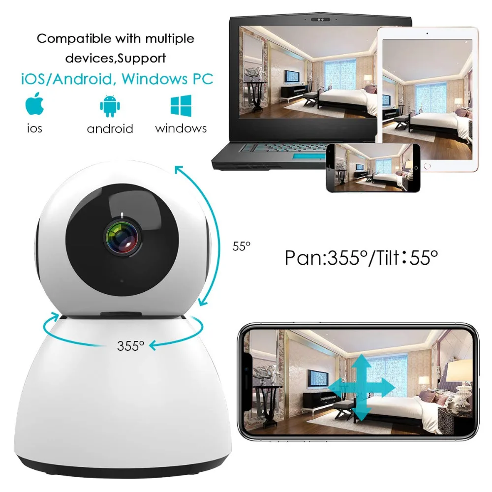 Беспроводная ip камера 1080P HD WiFi домашняя безопасности Детский монитор Поддержка