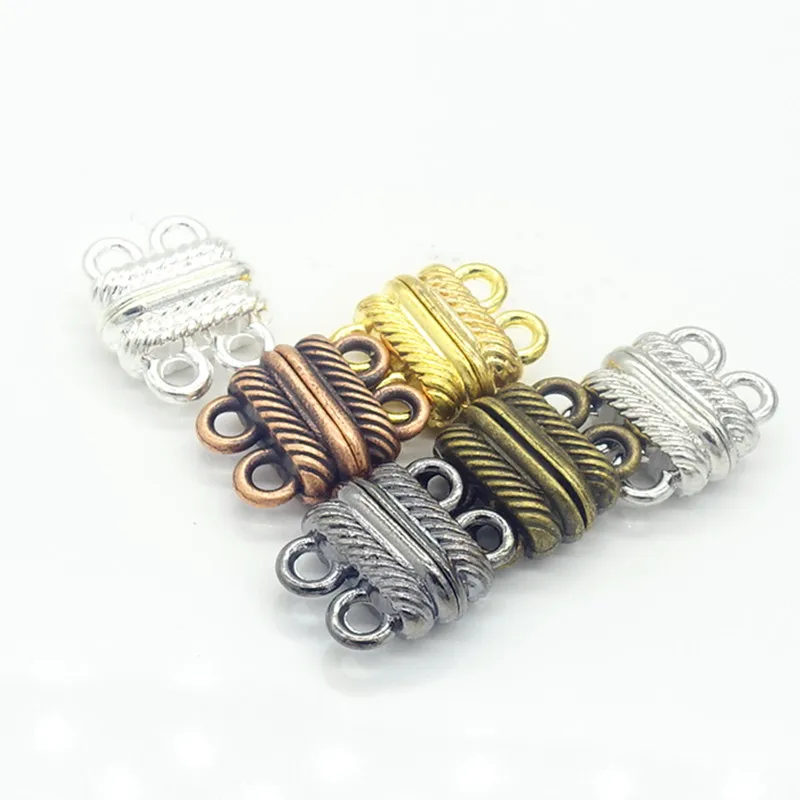 

10Sets GOLD &SILVER,BRONZE,COPPER 2 Strands Magnetic Slide Clasps Hooks