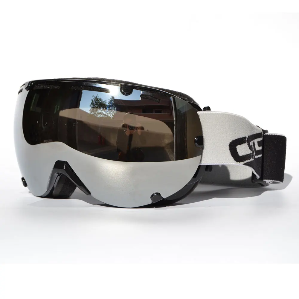 BJMOTO для взрослых и детей лыжные очки с двойными линзами UV400 ветрозащитная Спортивная Снежная маска очки - Цвет: Серебристый